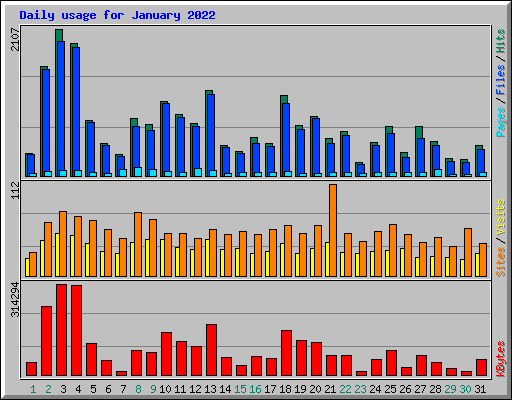 Daily usage for January 2022